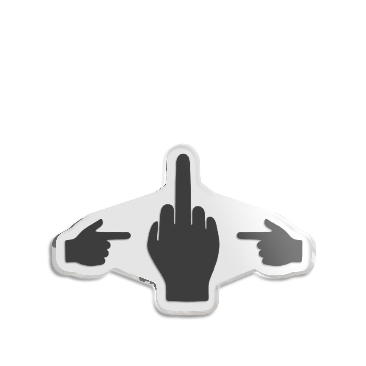 No ShopCo Pointer Finger 5 x 5 inch acrylic statue, black graphic on clear