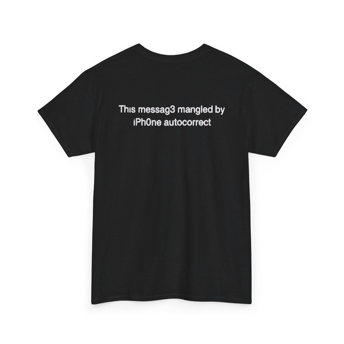 No ShopCo Autocorrect Humor T-shirt with white text-message back graphic and chest logo