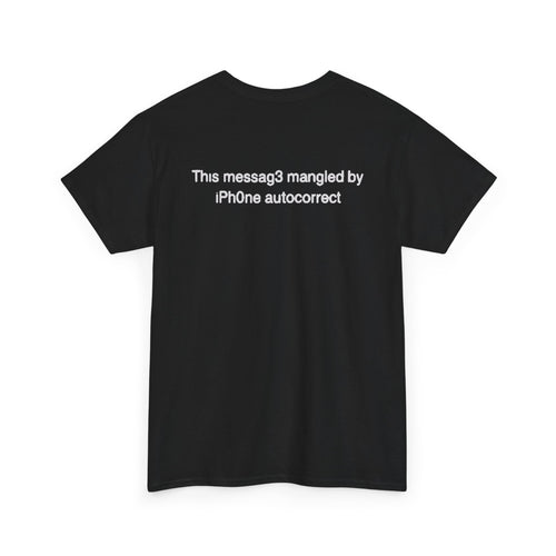 No ShopCo Autocorrect Humor T-shirt with white text-message back graphic and chest logo