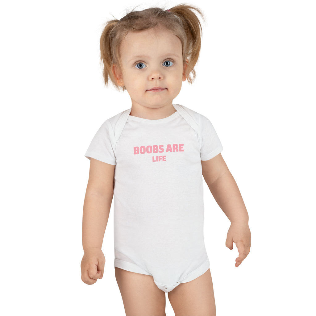 No ShopCo Boobs Are Life baby bodysuit, pink – photo 3