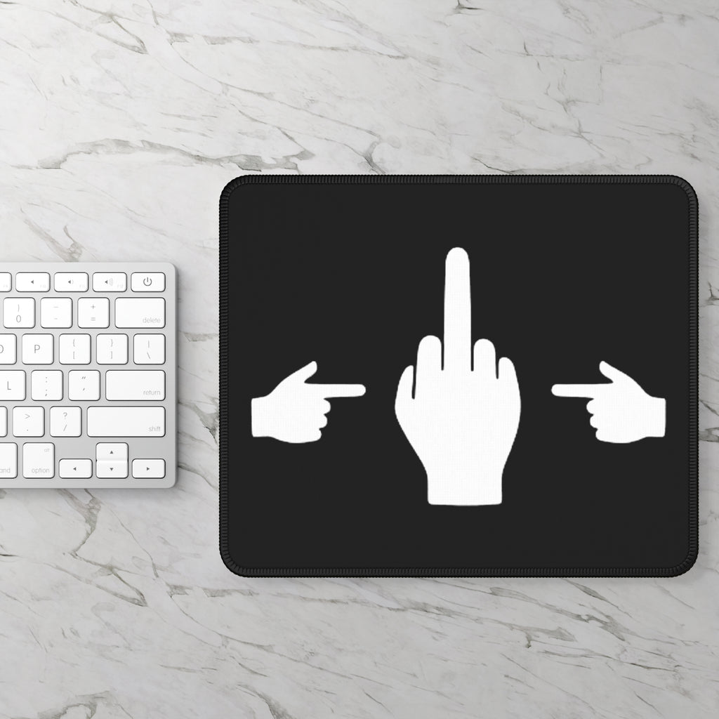 No ShopCo Pointer Finger black gaming mouse pad, white graphic – photo 2