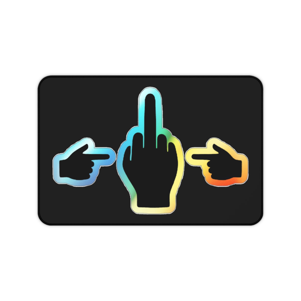 No ShopCo Pointer Finger black desk mat with hologram-style hand graphic