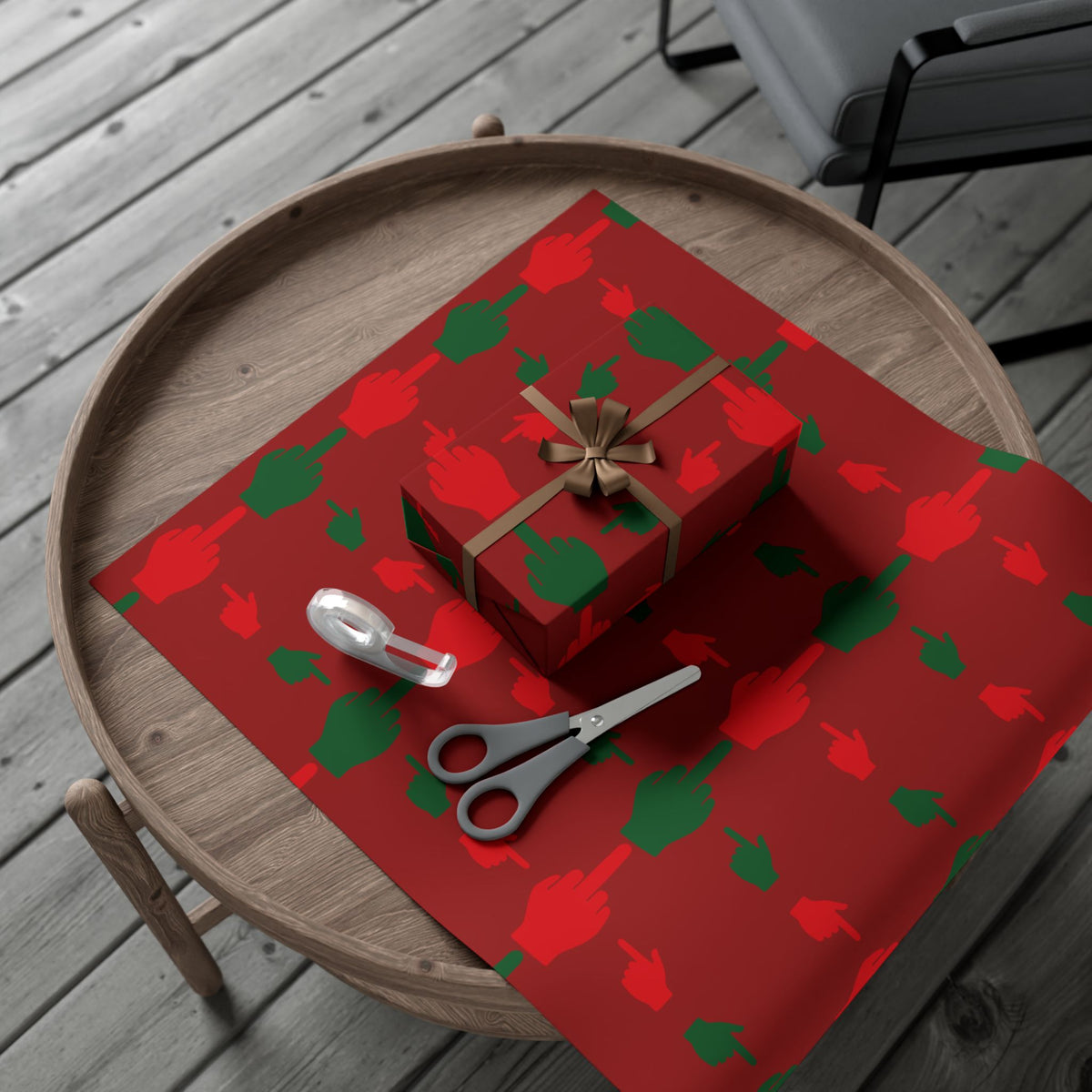 No ShopCo Pointer Finger Christmas gift wrap, dark red – photo 7