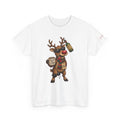 No ShopCo Rumdolph Christmas T-shirt with reindeer graphic and red sleeve logo