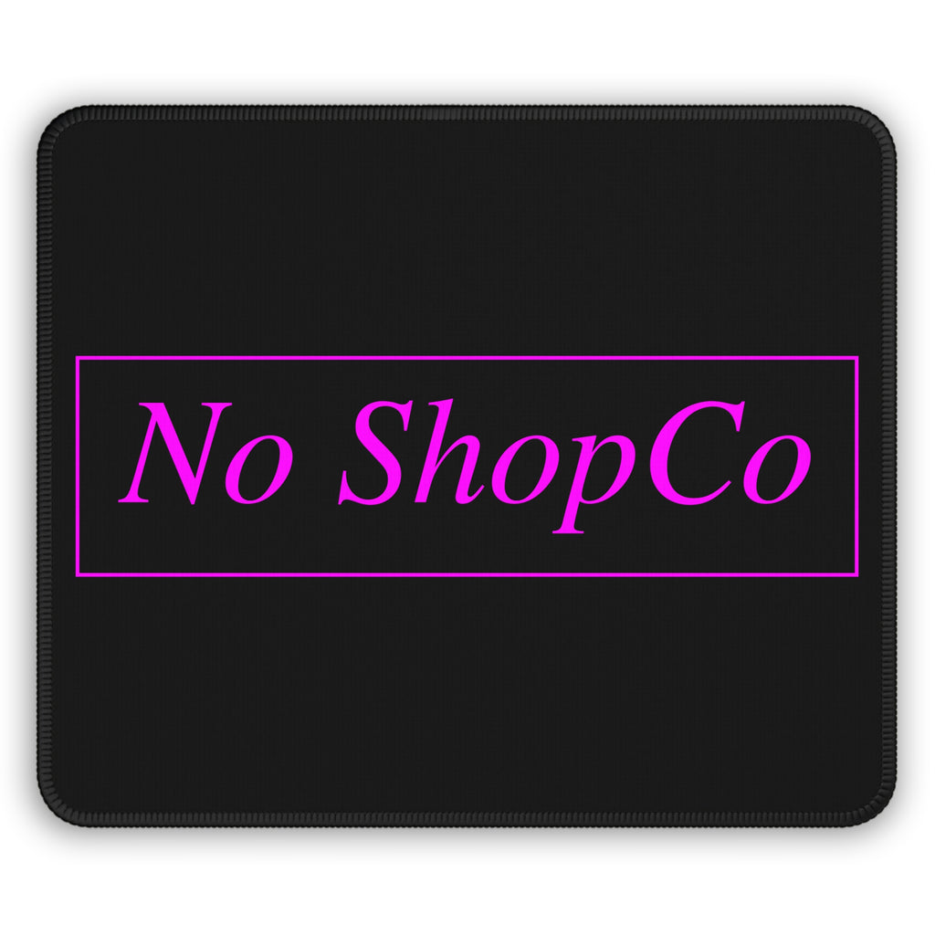 No ShopCo Logo black gaming mouse pad with fuchsia framed logo