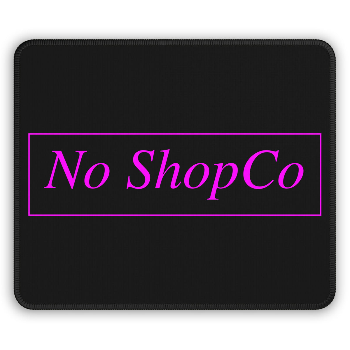 No ShopCo Logo black gaming mouse pad with fuchsia framed logo