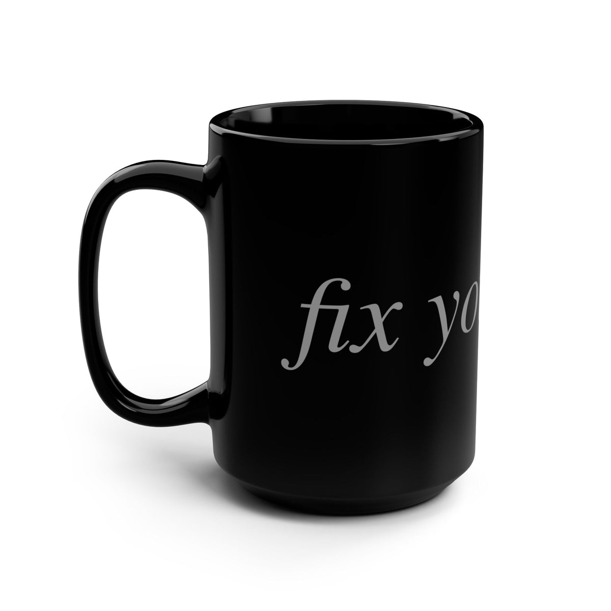 No ShopCo FYS 15oz black mug, gray script – photo 4