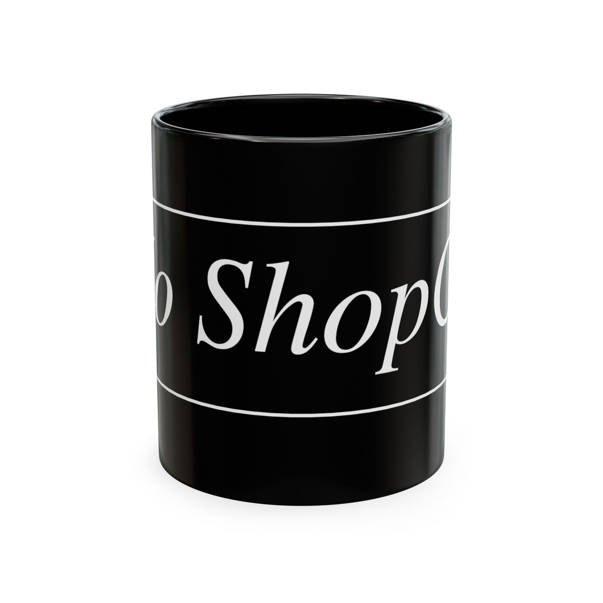No ShopCo Logo 11oz ceramic coffee mug with white logo, multiple colors