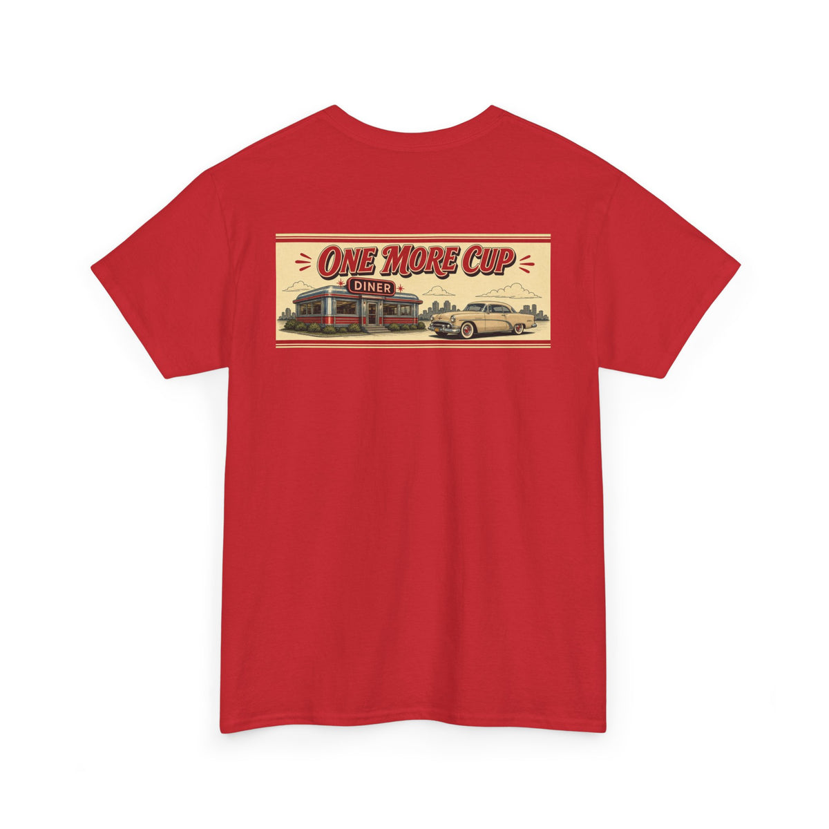 No ShopCo One More Cup retro diner back graphic T-shirt