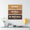 No ShopCo Be Raw, Be Rare, Be Well Done coffee roast triptych acrylic wall art