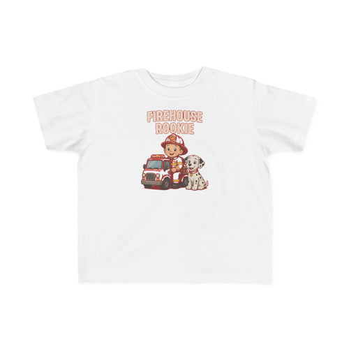 No ShopCo Firehouse Rookie toddler T-shirt with firefighter, truck and Dalmatian graphic