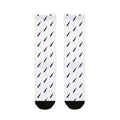 No ShopCo 5.56 ammo crew socks, red, white and blue pattern