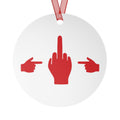 No ShopCo Pointer Finger metal Christmas ornament, red and green graphic on white