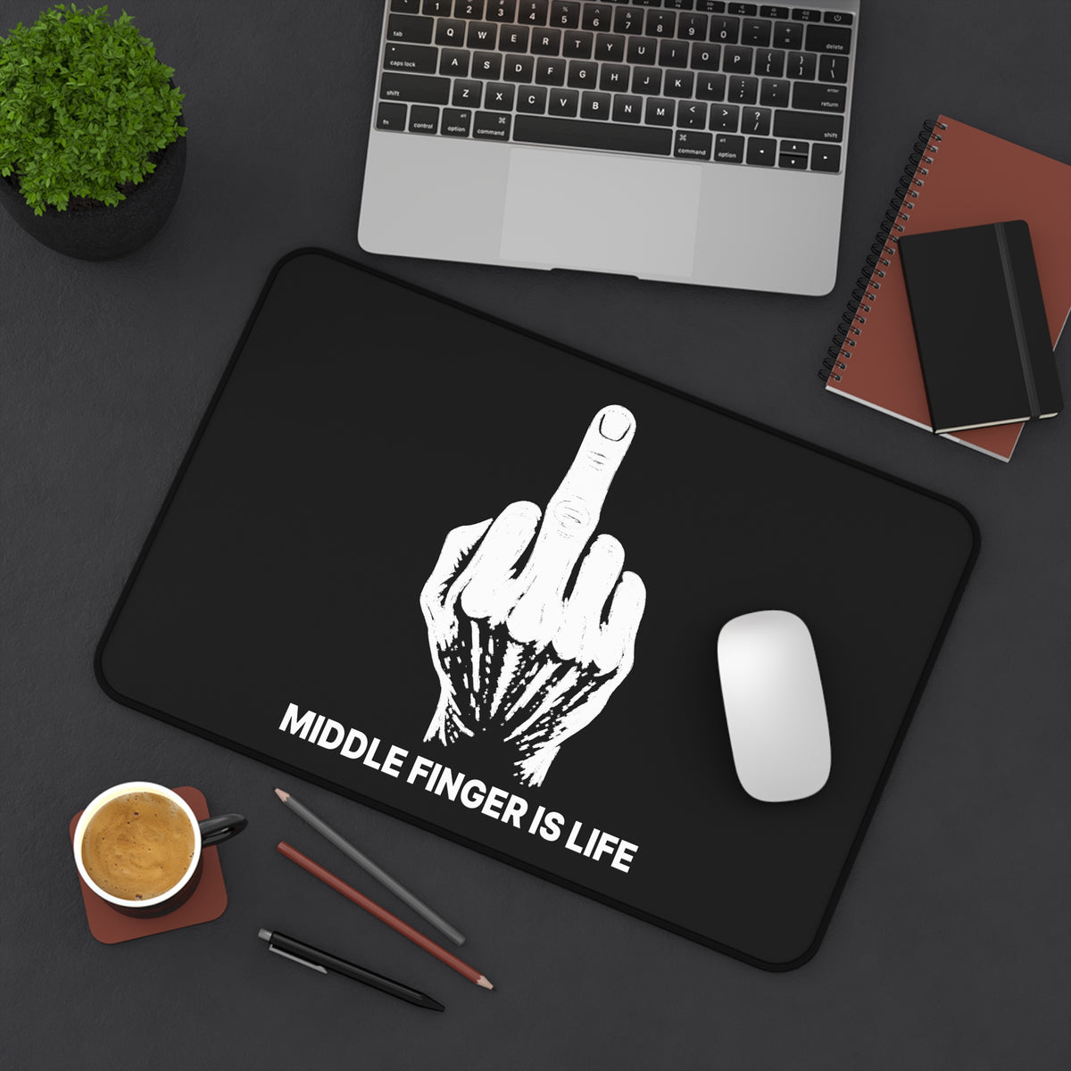 No ShopCo Middle Finger Is Life black desk mat – photo 5