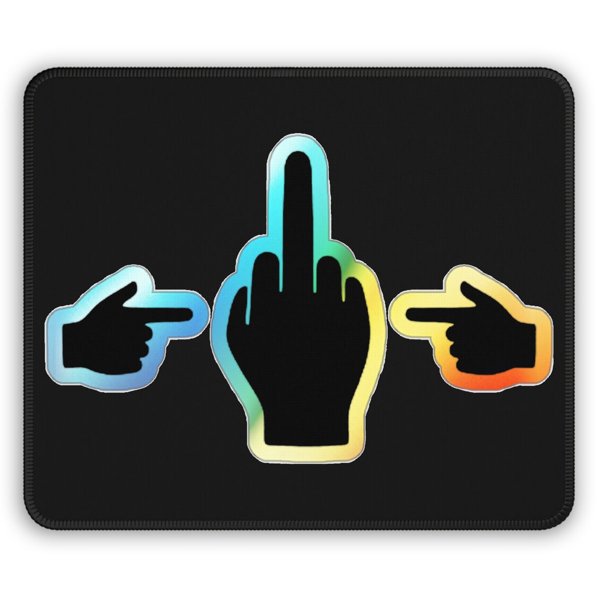 No ShopCo Pointer Finger black gaming mouse pad with hologram-style hand graphic