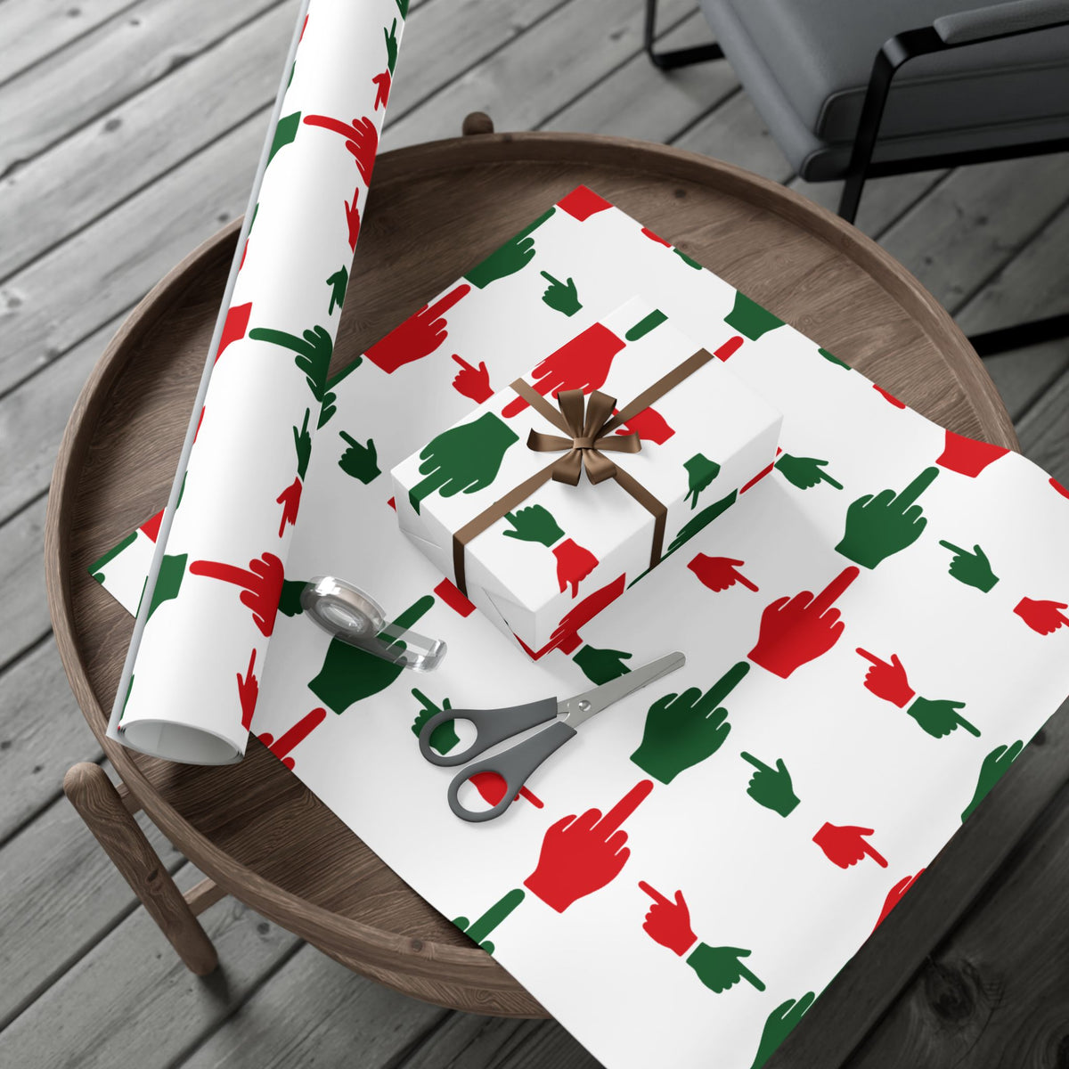 No ShopCo Pointer Finger Christmas gift wrap, white – photo 8