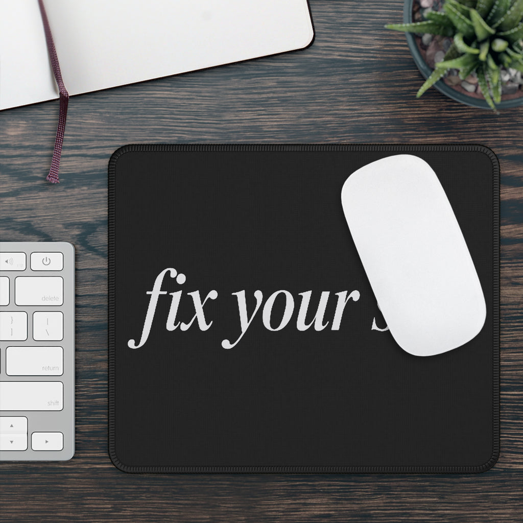 No ShopCo FYS black gaming mouse pad, white script – photo 3