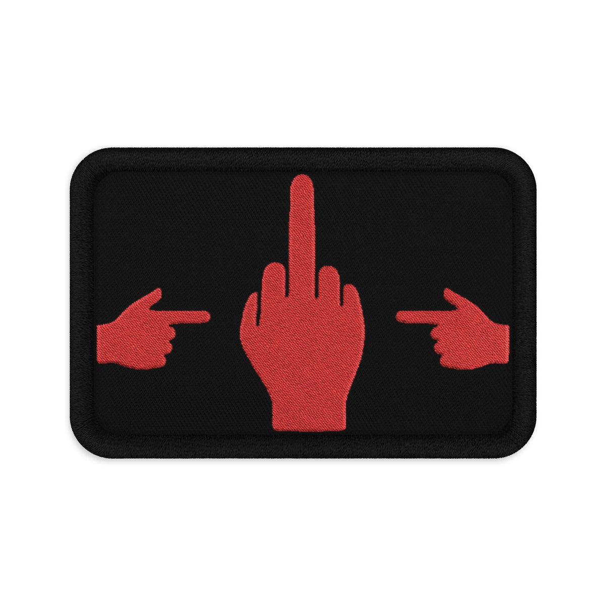 No ShopCo Pointer Finger tactical patch, red embroidery on black