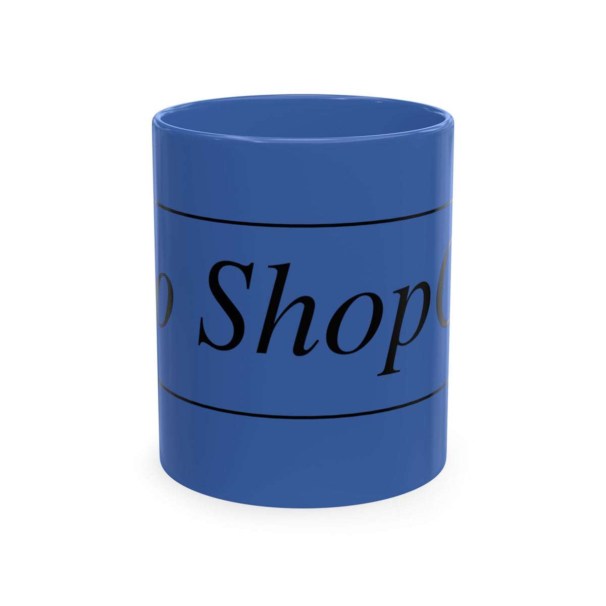 No ShopCo Logo 11oz ceramic coffee mug with black logo, multiple colors
