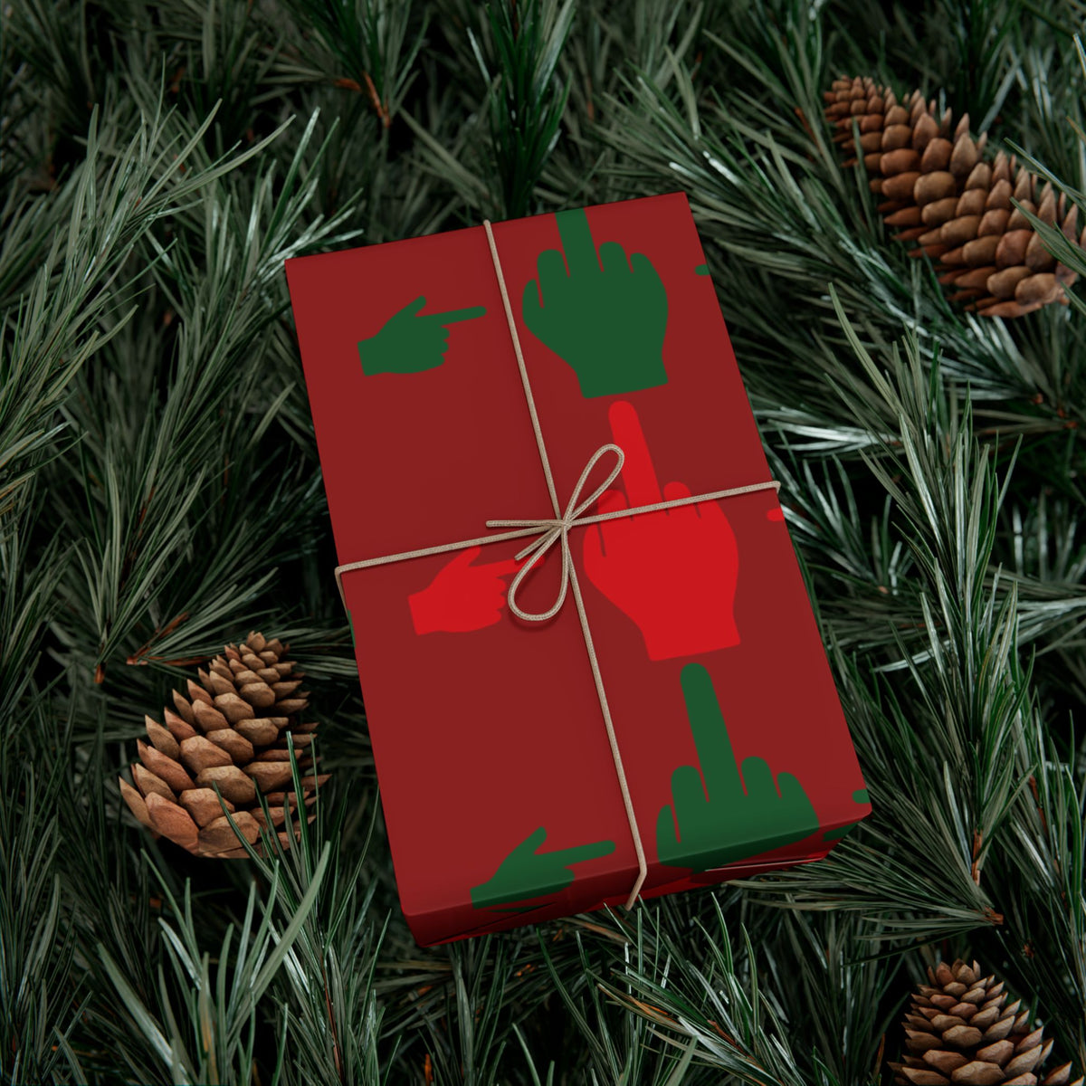 No ShopCo Pointer Finger Christmas gift wrap, dark red – photo 14