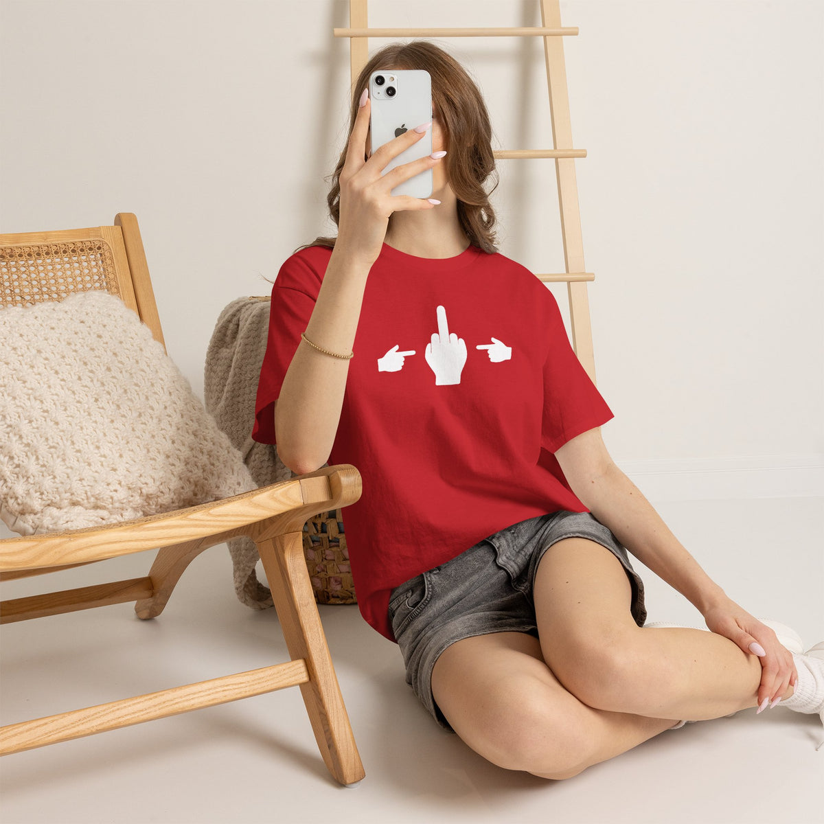 No ShopCo Pointer Finger T-shirt, white front graphic – photo 19