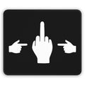 No ShopCo Pointer Finger black gaming mouse pad with white three-hand graphic