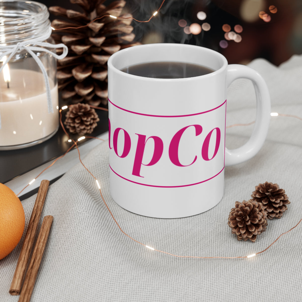 No ShopCo Logo 11oz white mug, fuchsia logo – photo 4