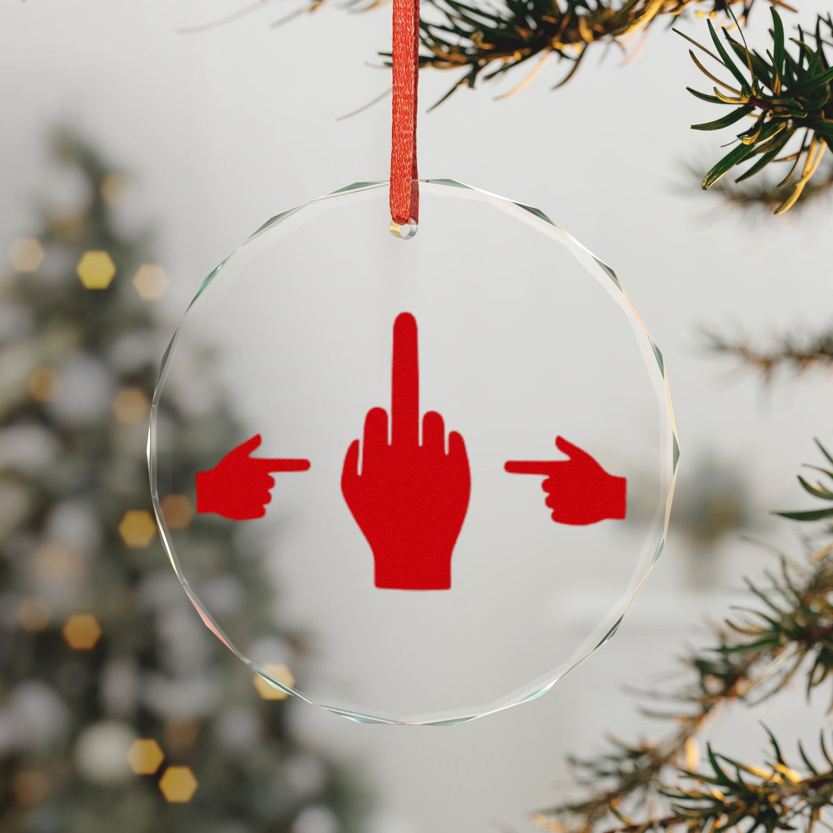 No ShopCo Pointer Finger glass ornament, red – photo 3