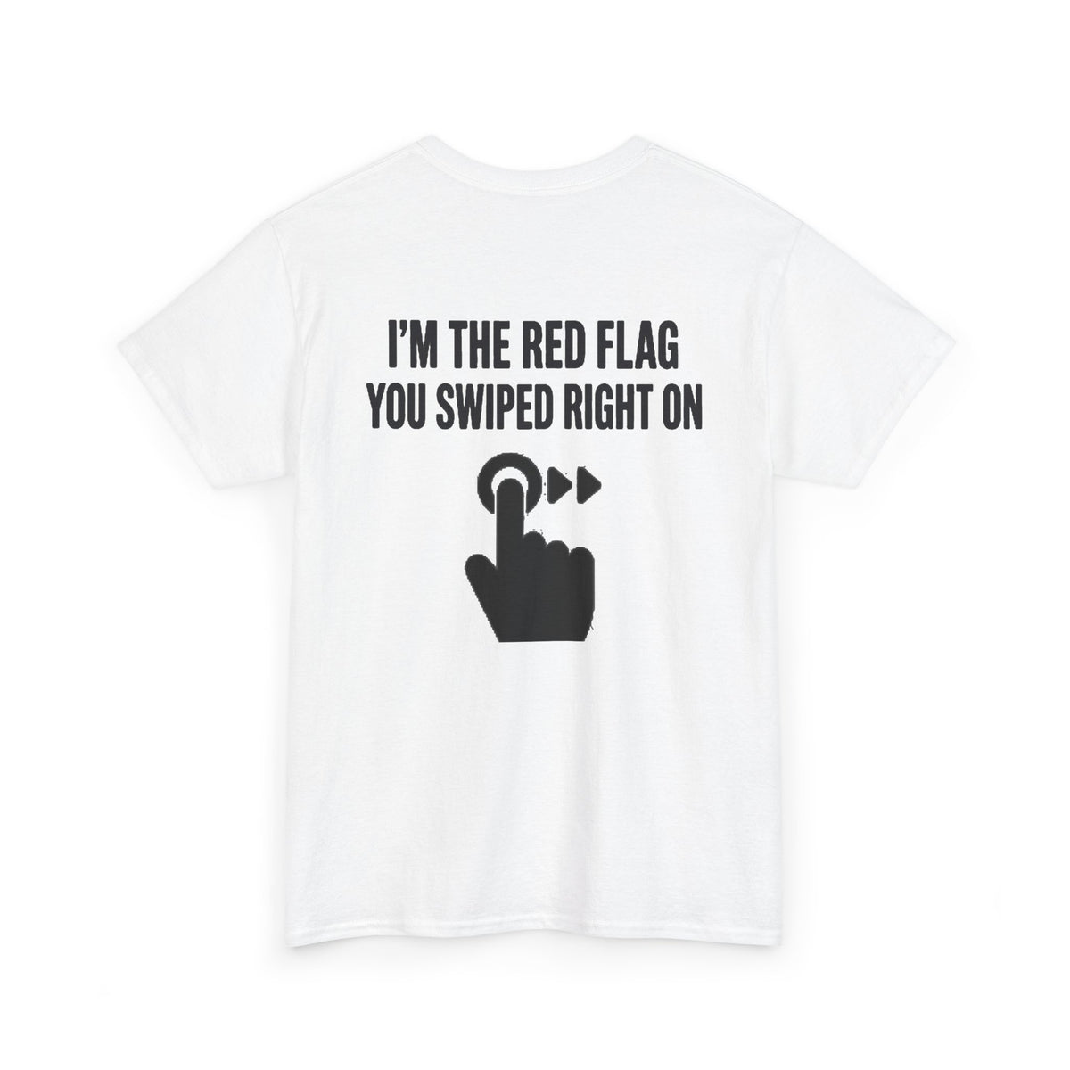 No ShopCo Red Flag T-shirt with black slogan and swipe-hand back graphic