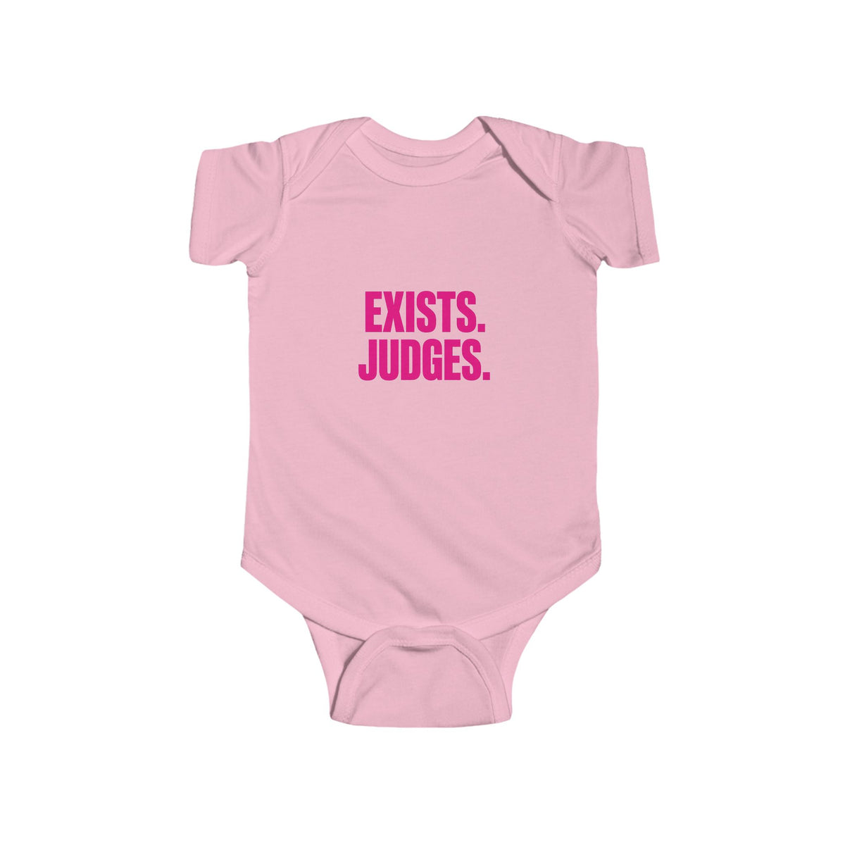 No ShopCo Exists. Judges. short-sleeve infant bodysuit with pink lettering