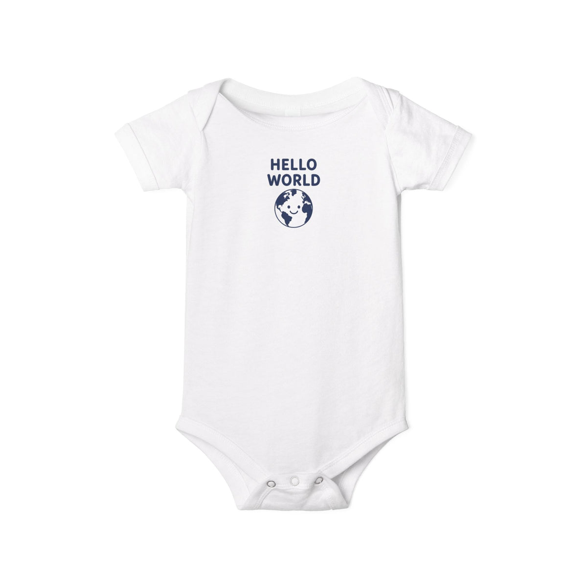 No ShopCo Hello World baby bodysuit with smiling globe graphic