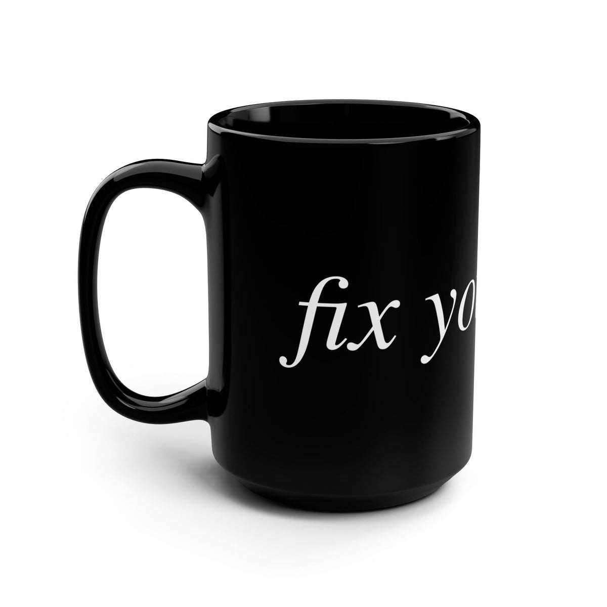 No ShopCo FYS 15oz black mug, white script – photo 4