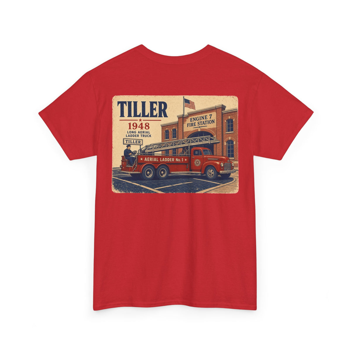 No ShopCo Tiller 48 fire engine graphic T-shirt