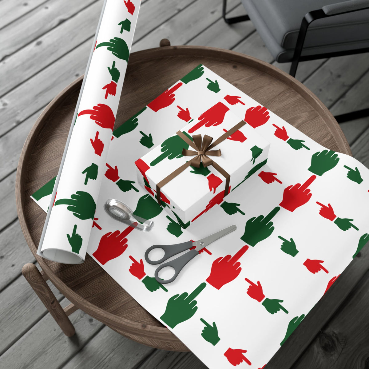 No ShopCo Pointer Finger Christmas gift wrap, white – photo 9
