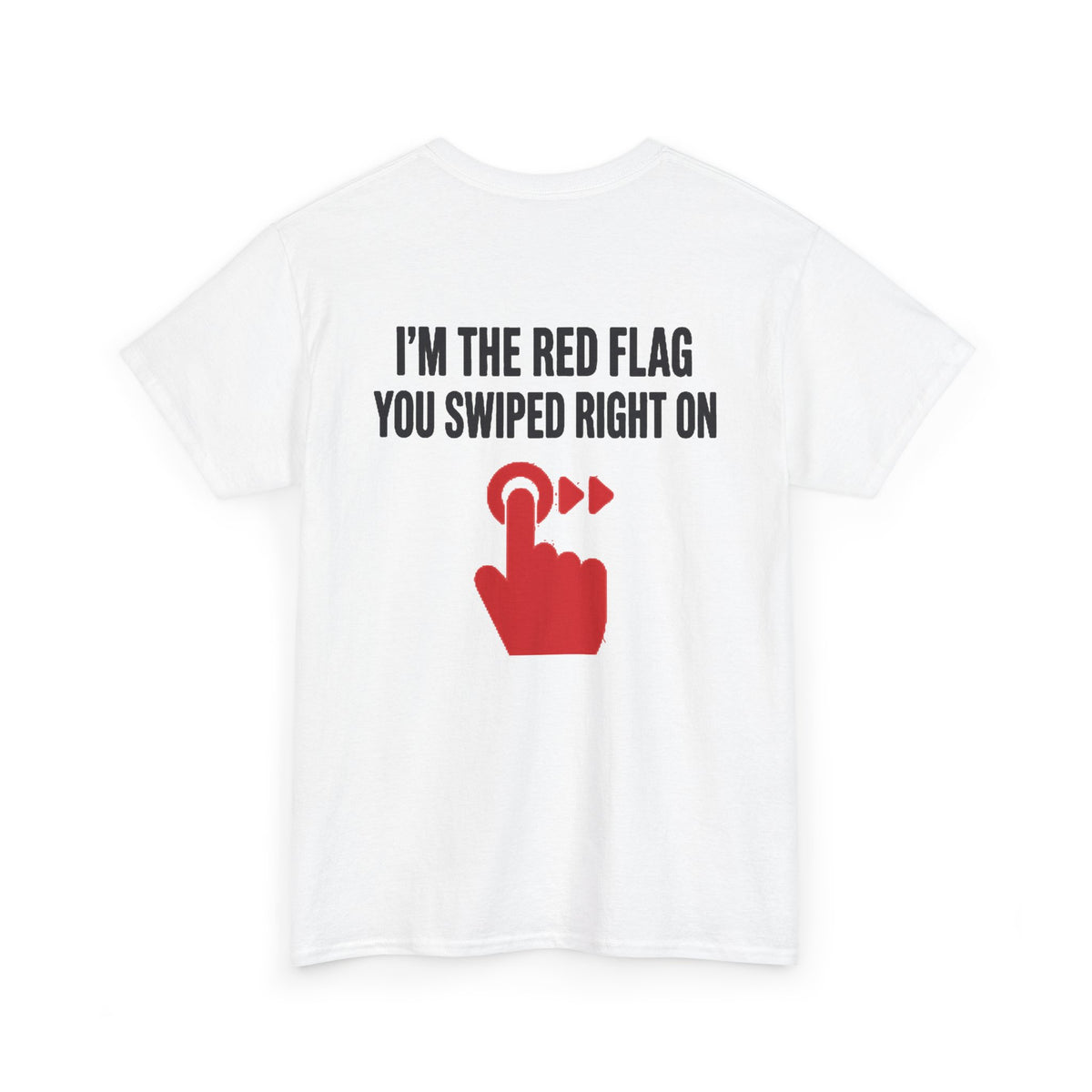 No ShopCo Red Flag T-shirt with black lettering, red swipe-hand back graphic and black chest logo
