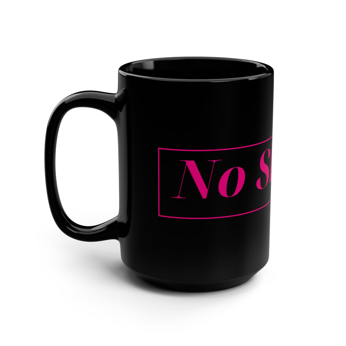 No ShopCo Logo 15oz black mug, fuchsia logo – photo 4