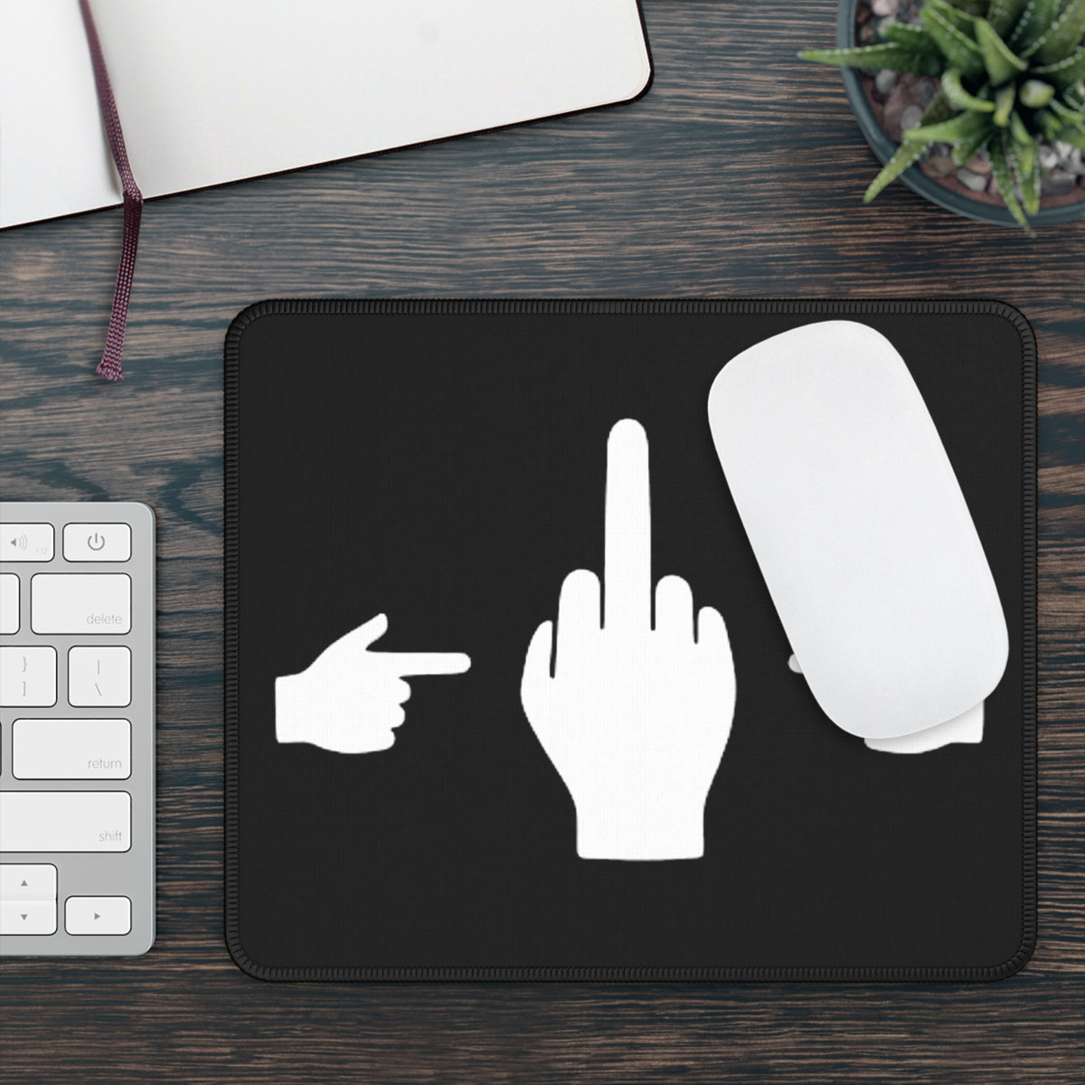 No ShopCo Pointer Finger black gaming mouse pad, white graphic – photo 4