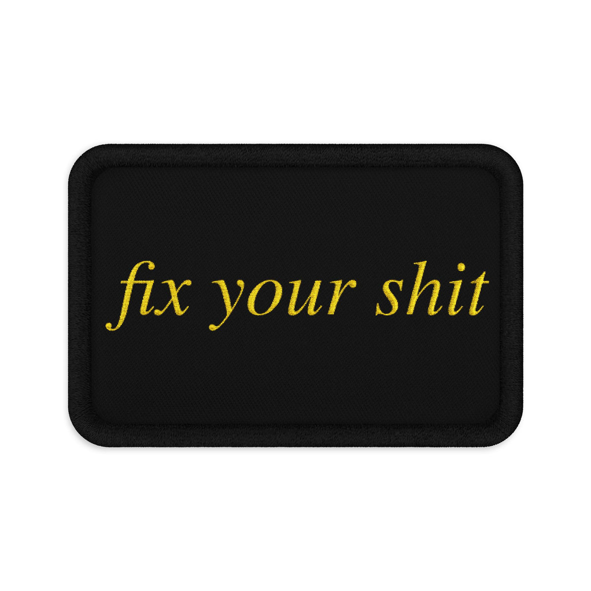 No ShopCo FYS 3 x 2 inch tactical patch, gold script on black
