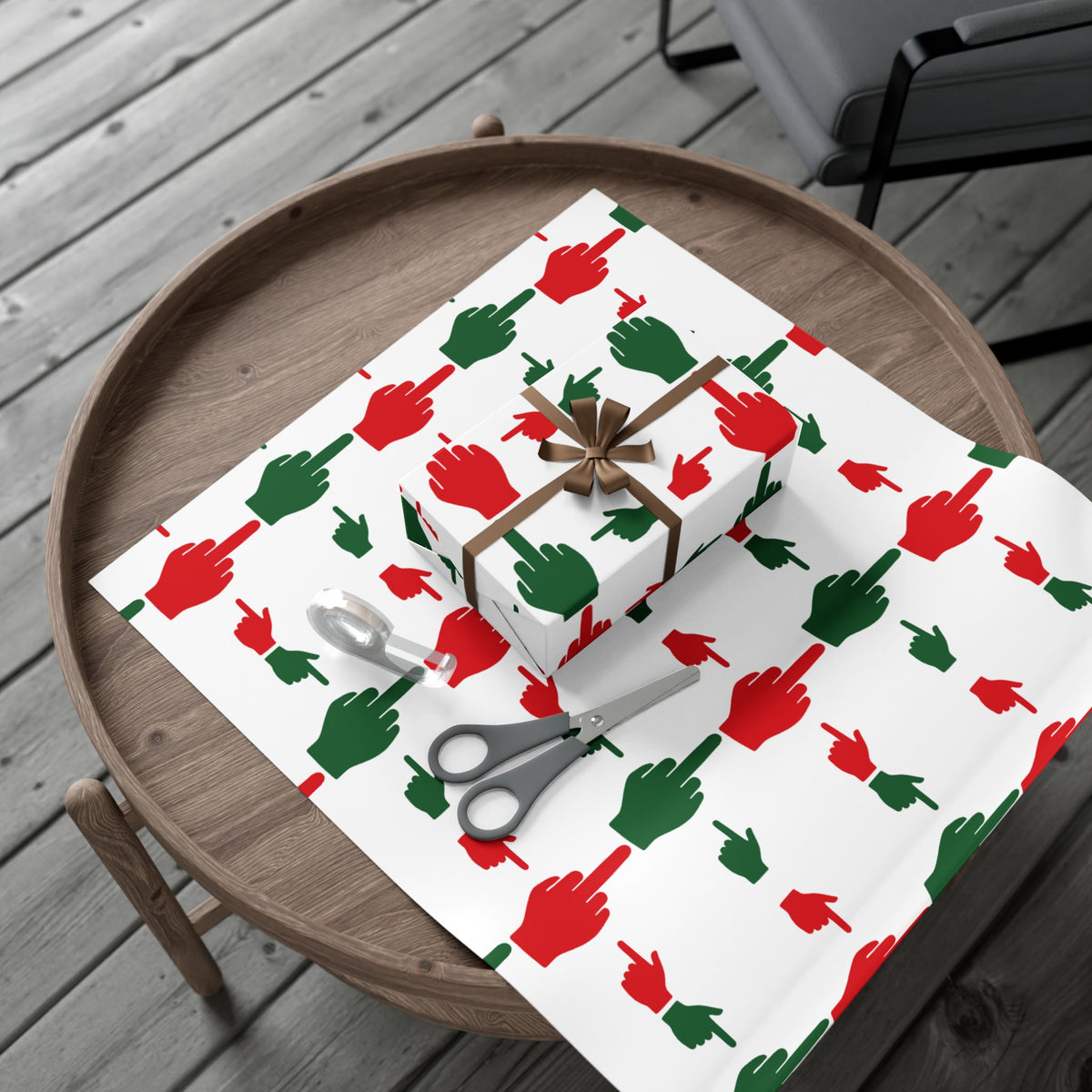 No ShopCo Pointer Finger Christmas gift wrap, white – photo 10
