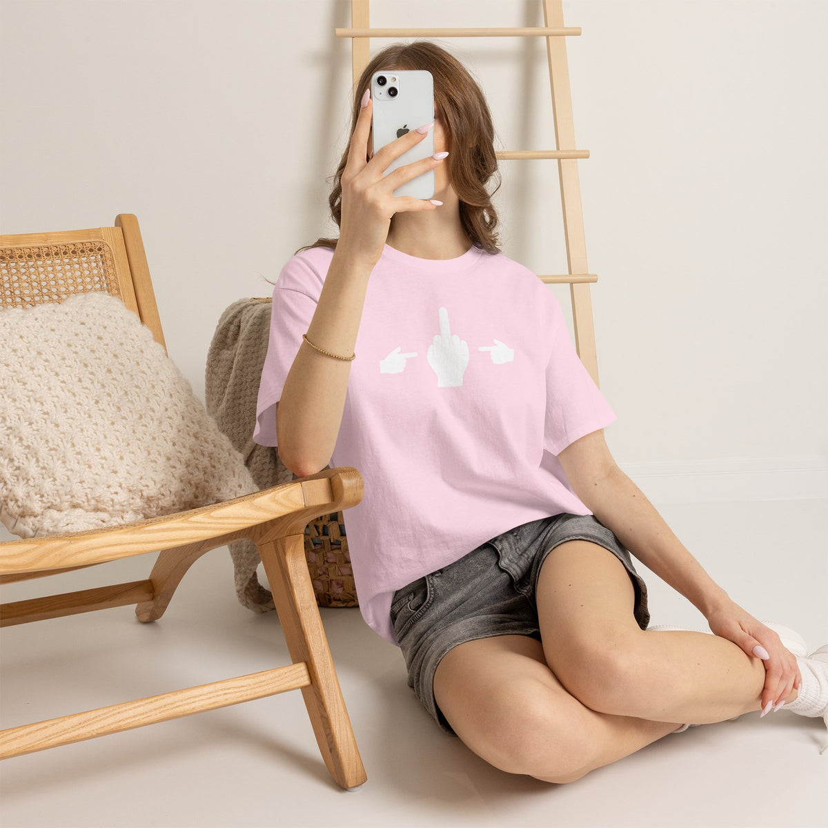 No ShopCo Pointer Finger T-shirt, white front graphic – photo 17