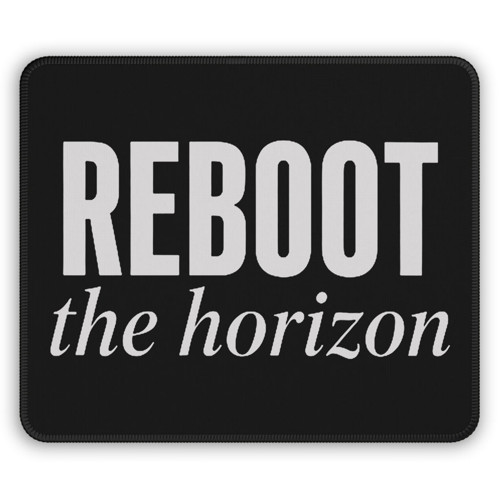 No ShopCo Reboot The Horizon black gaming mouse pad with light gray lettering