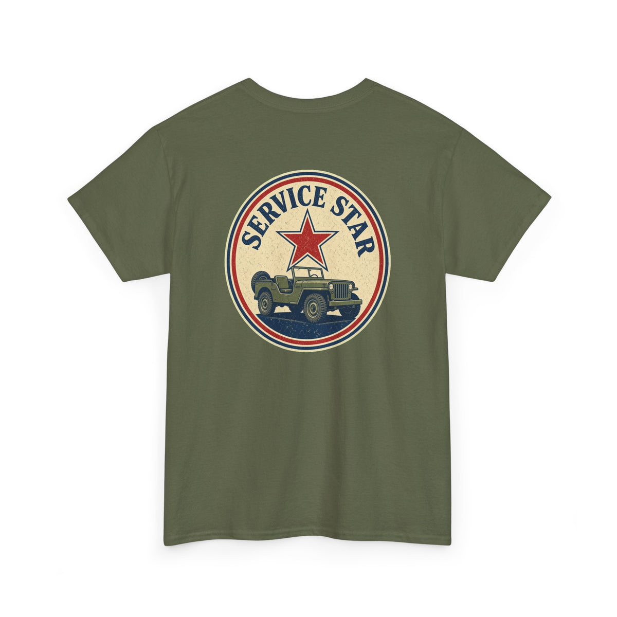 No ShopCo Service Star retro military jeep T-shirt with black chest logo