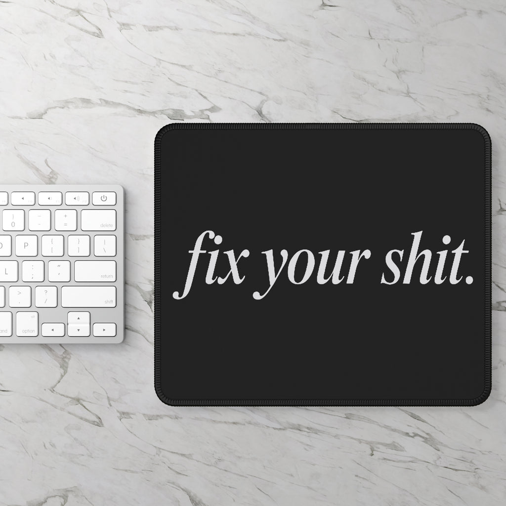 No ShopCo FYS black gaming mouse pad, white script – photo 2
