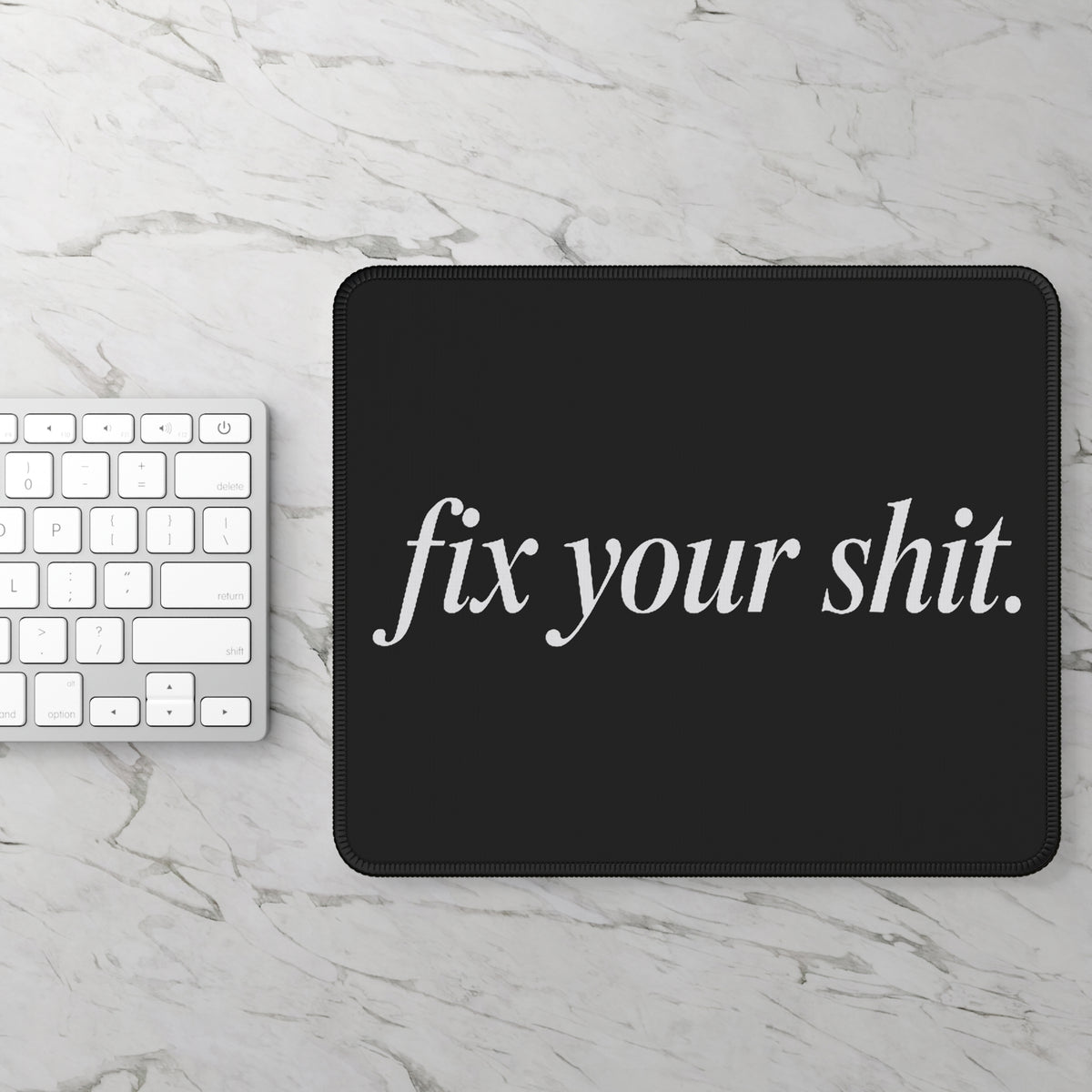 No ShopCo FYS black gaming mouse pad, white script – photo 2