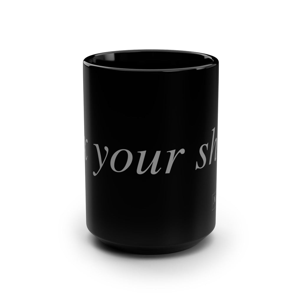 No ShopCo FYS 15oz black ceramic coffee mug with gray script