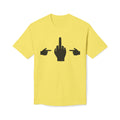 No ShopCo Pointer Finger yellow T-shirt with black front graphic and back logo