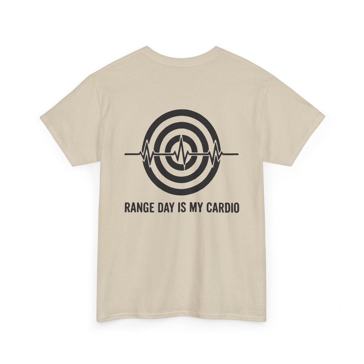 No ShopCo Range Day Is My Cardio T-shirt with black target-and-heartbeat back graphic