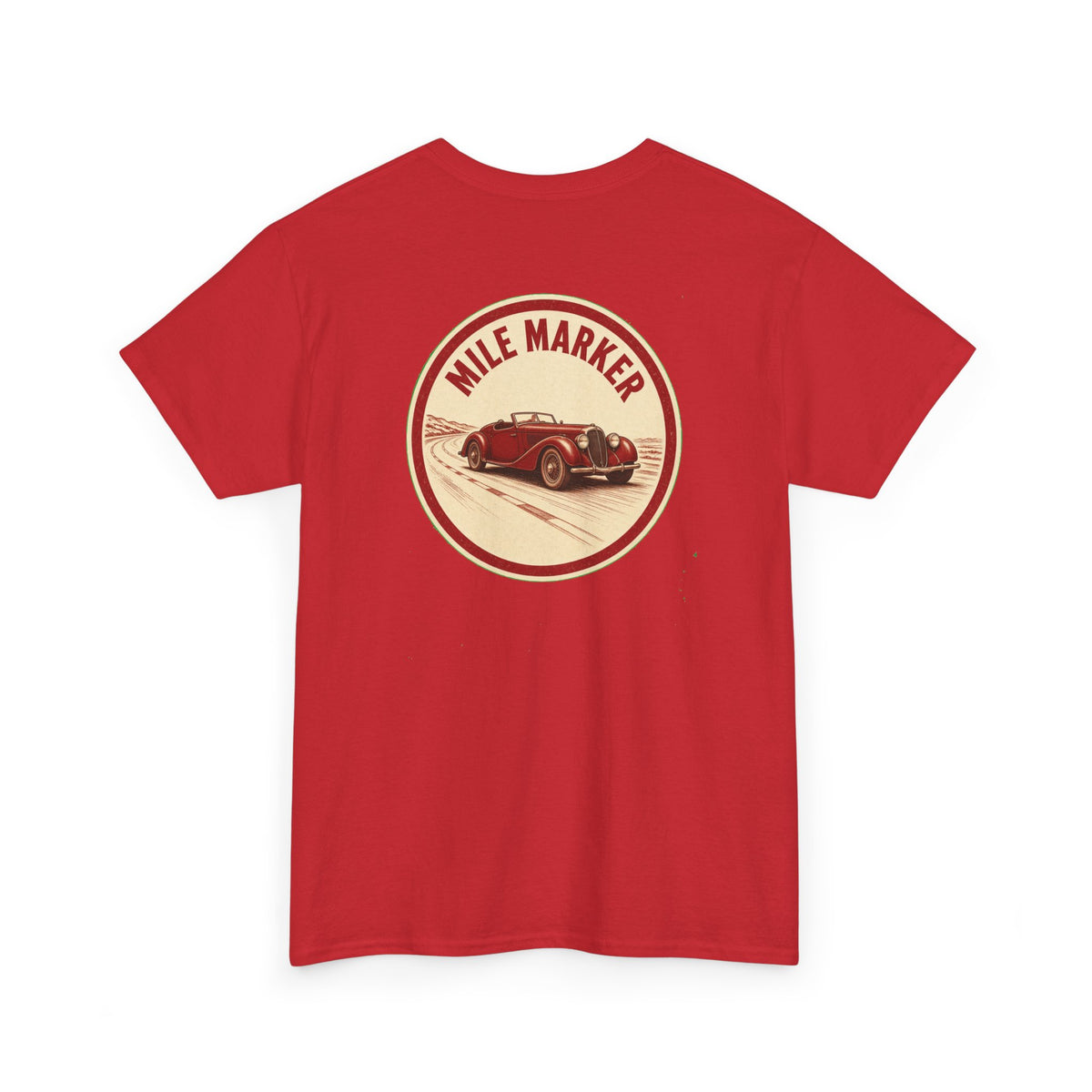 No ShopCo Mile Marker classic car T-shirt with black chest logo