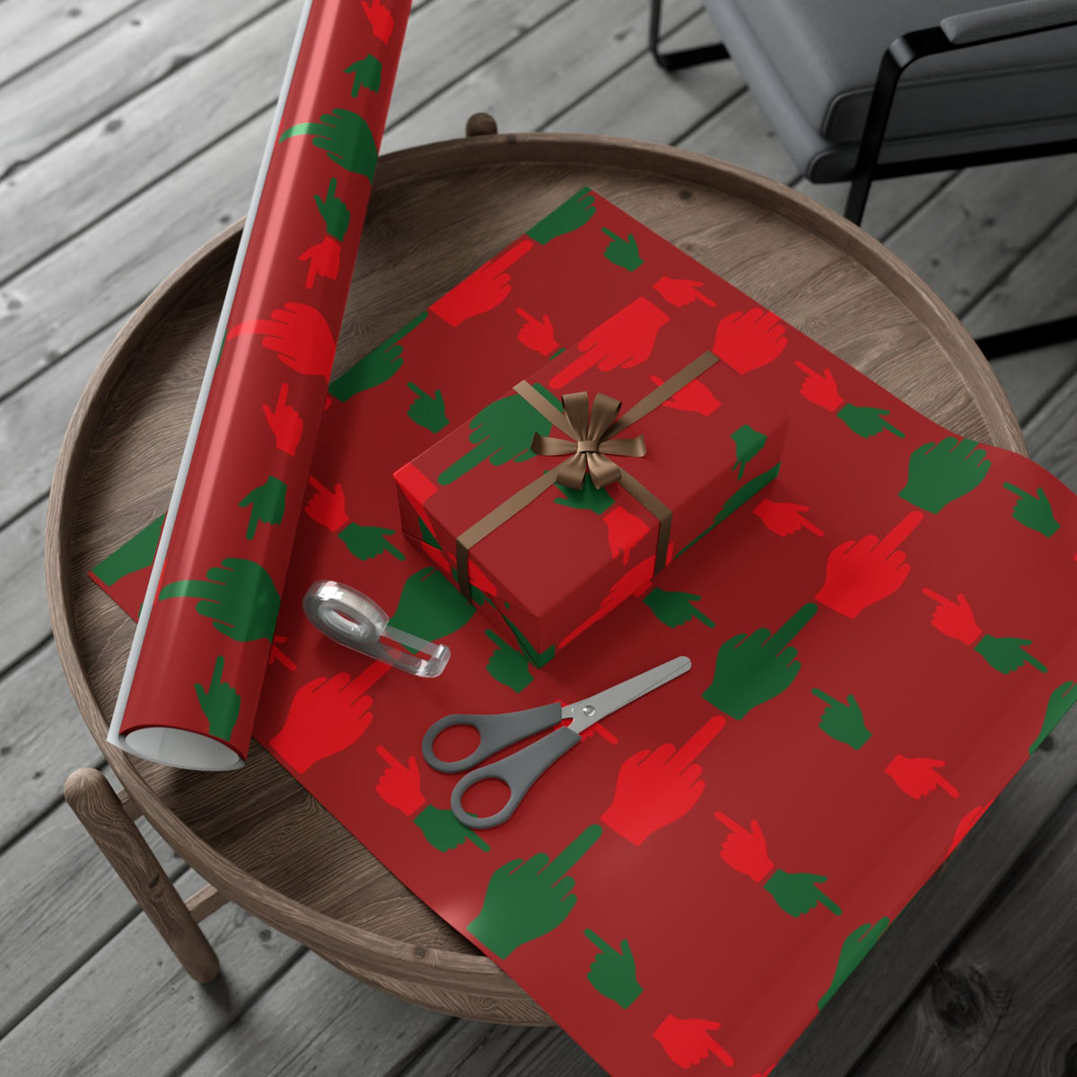 No ShopCo Pointer Finger Christmas gift wrap, dark red – photo 17