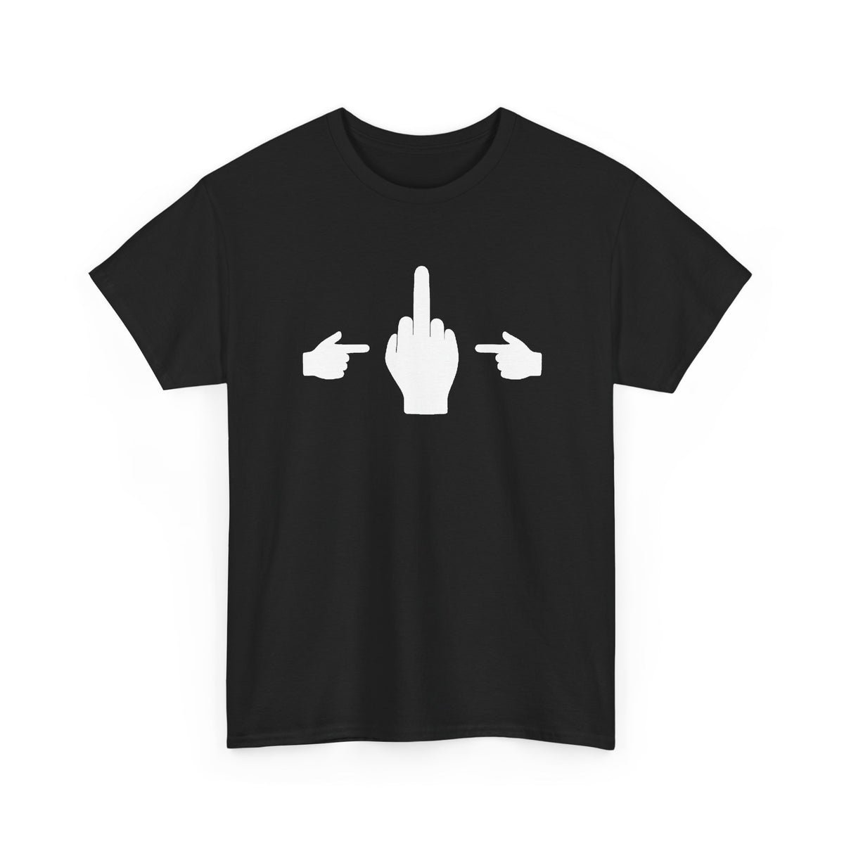 No ShopCo Pointer Finger T-shirt with white three-hand front graphic